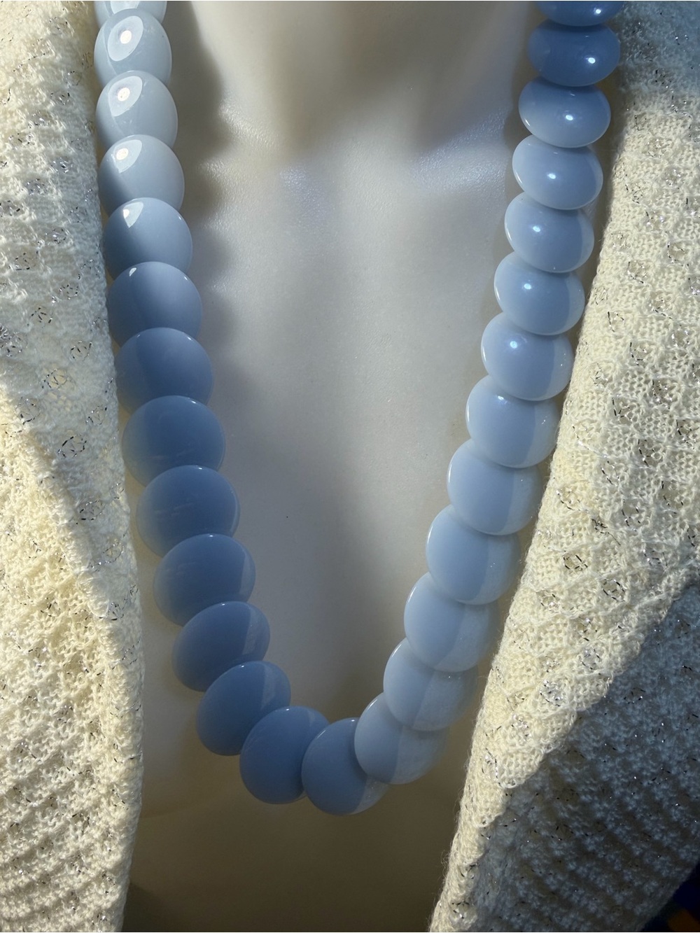 Vintage Trifari Light Blue Lucite Necklace